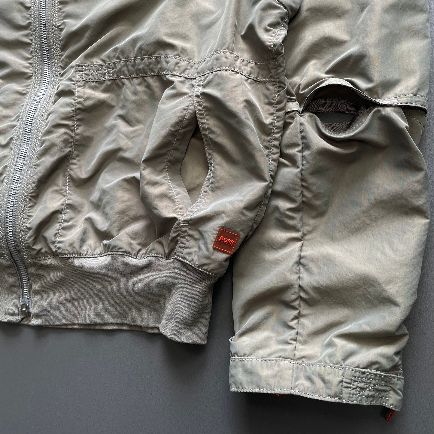 Hugo Boss Orange Grey 00s Nylon Vented Bomber Jacket