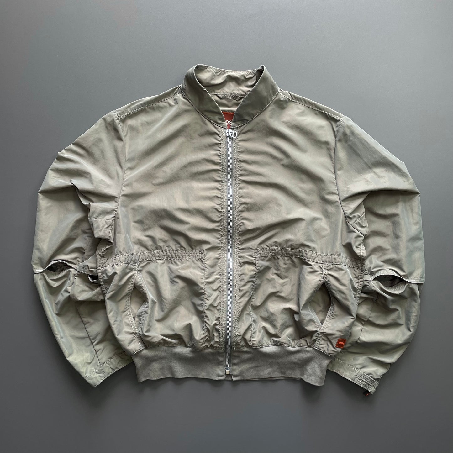 Hugo Boss Orange Grey 00s Nylon Vented Bomber Jacket