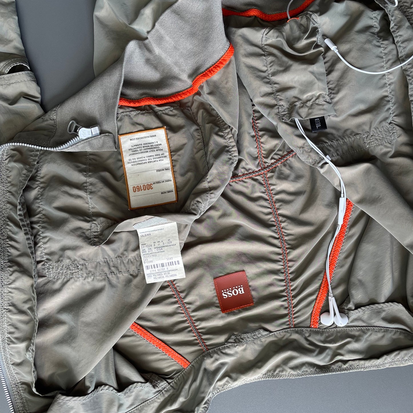 Hugo Boss Orange Grey 00s Nylon Vented Bomber Jacket