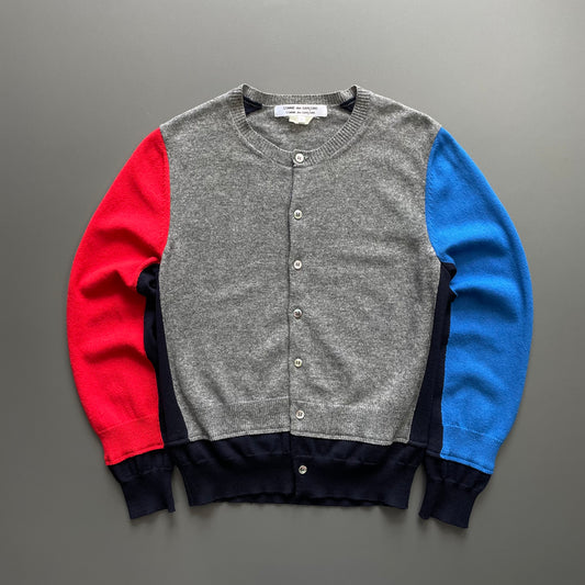 Comme Des Garçons Grey Red & Blue Cardigan