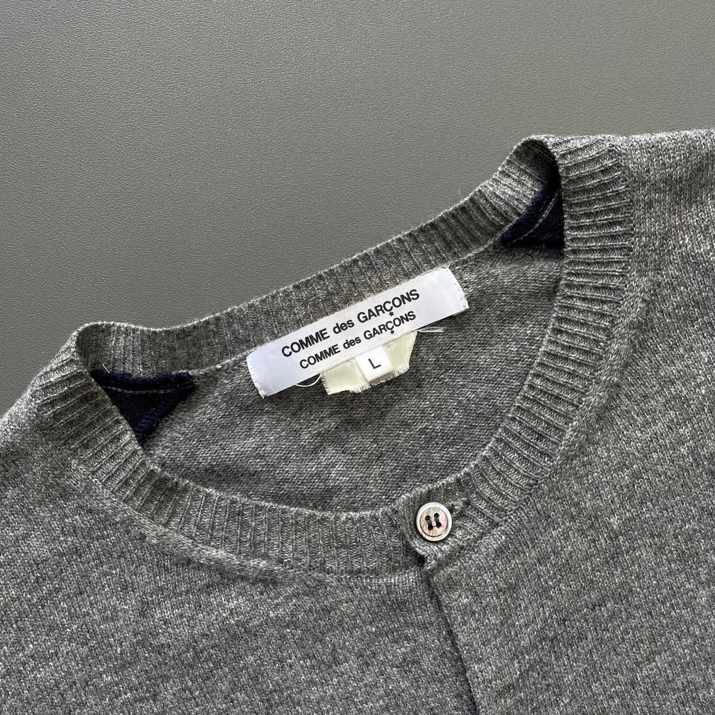 Comme Des Garçons Grey Red & Blue Cardigan