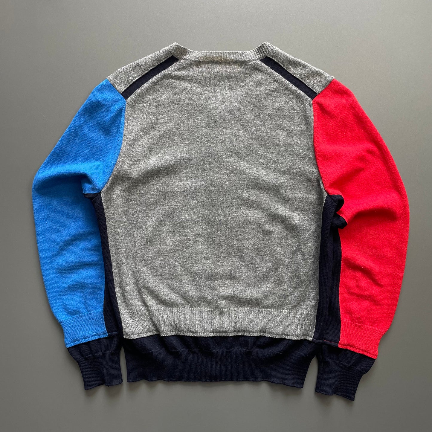 Comme Des Garçons Grey Red & Blue Cardigan