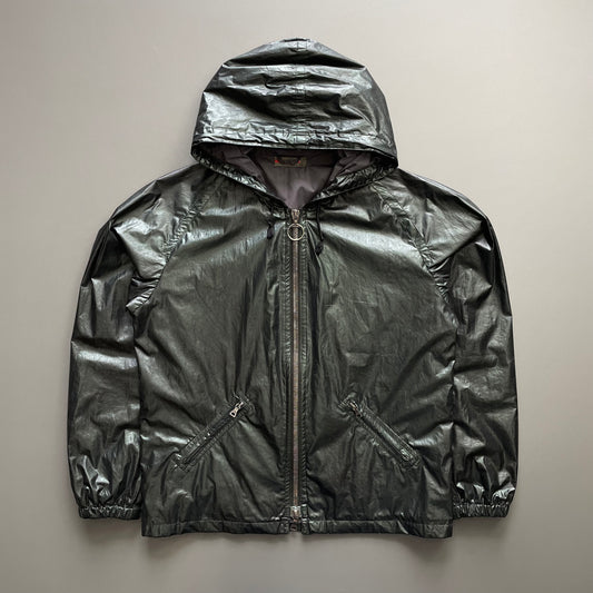 Prada Sport Forest Green 00s Waxy Hooded Windbreaker Jacket
