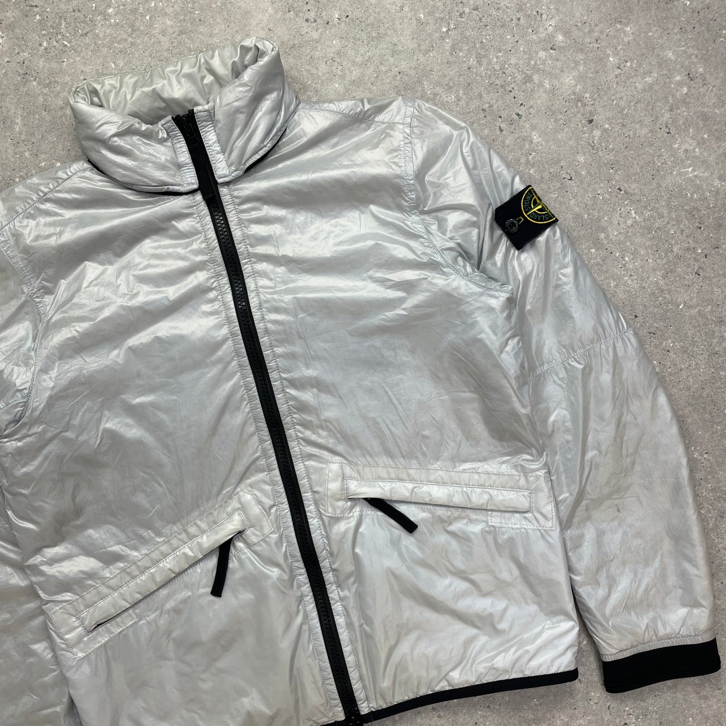 Stone Island Silver Pertex Quantum Y Primaloft Padded Hooded Jacket AW18