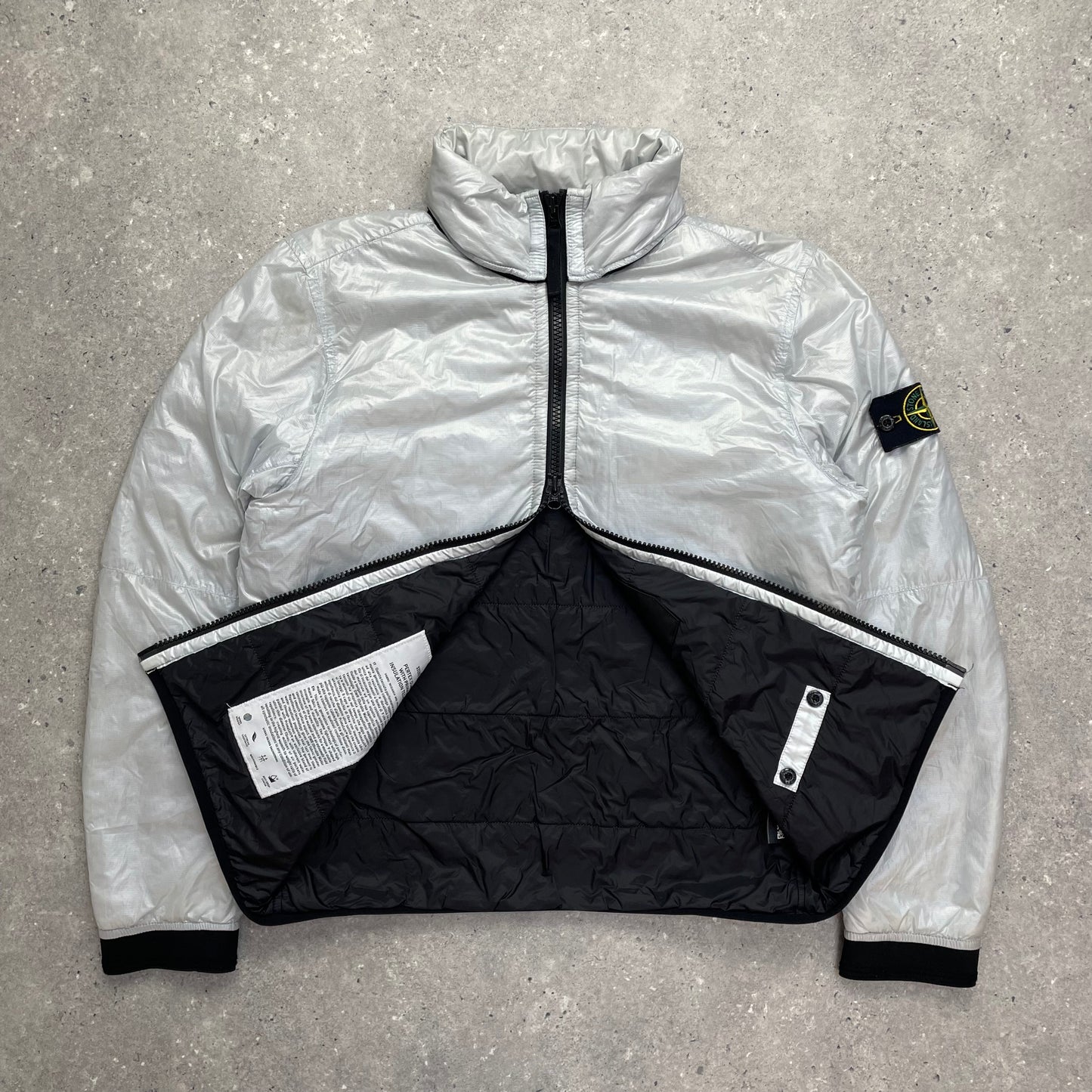 Stone Island Silver Pertex Quantum Y Primaloft Padded Hooded Jacket AW18