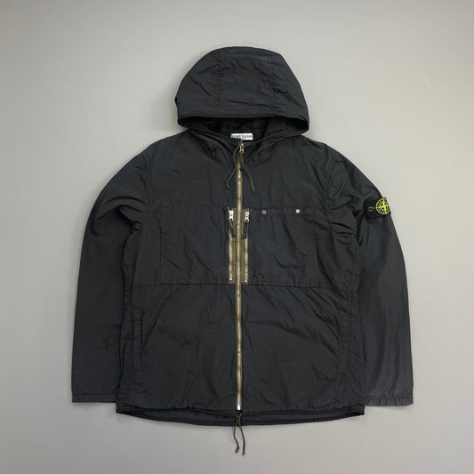 Stone Island Black AW10 Tela Resinata Coated Hooded Windbreaker Jacket