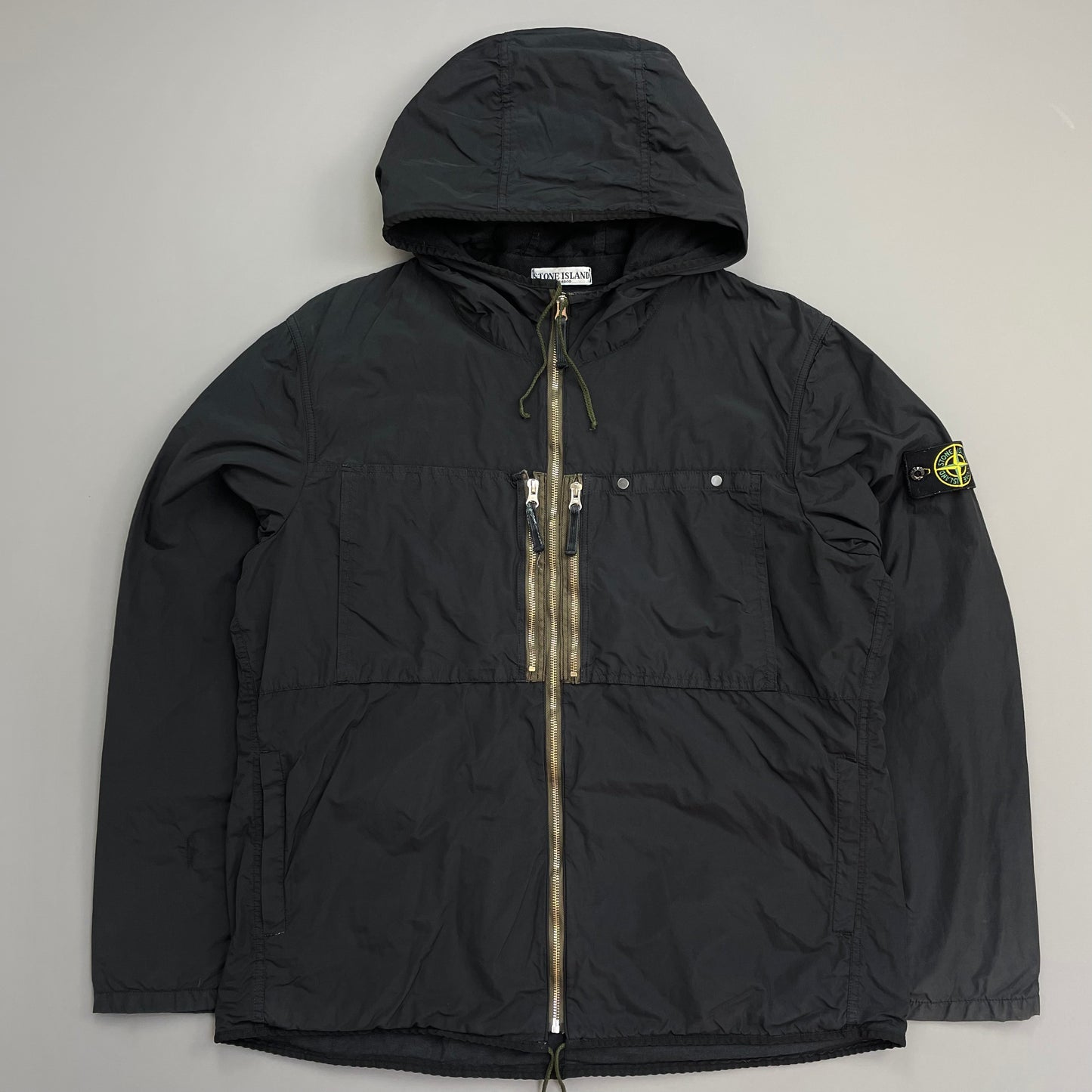 Stone Island Black AW10 Tela Resinata Coated Hooded Windbreaker Jacket
