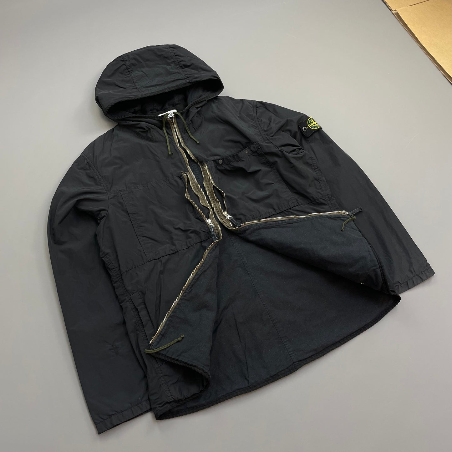 Stone Island Black AW10 Tela Resinata Coated Hooded Windbreaker Jacket