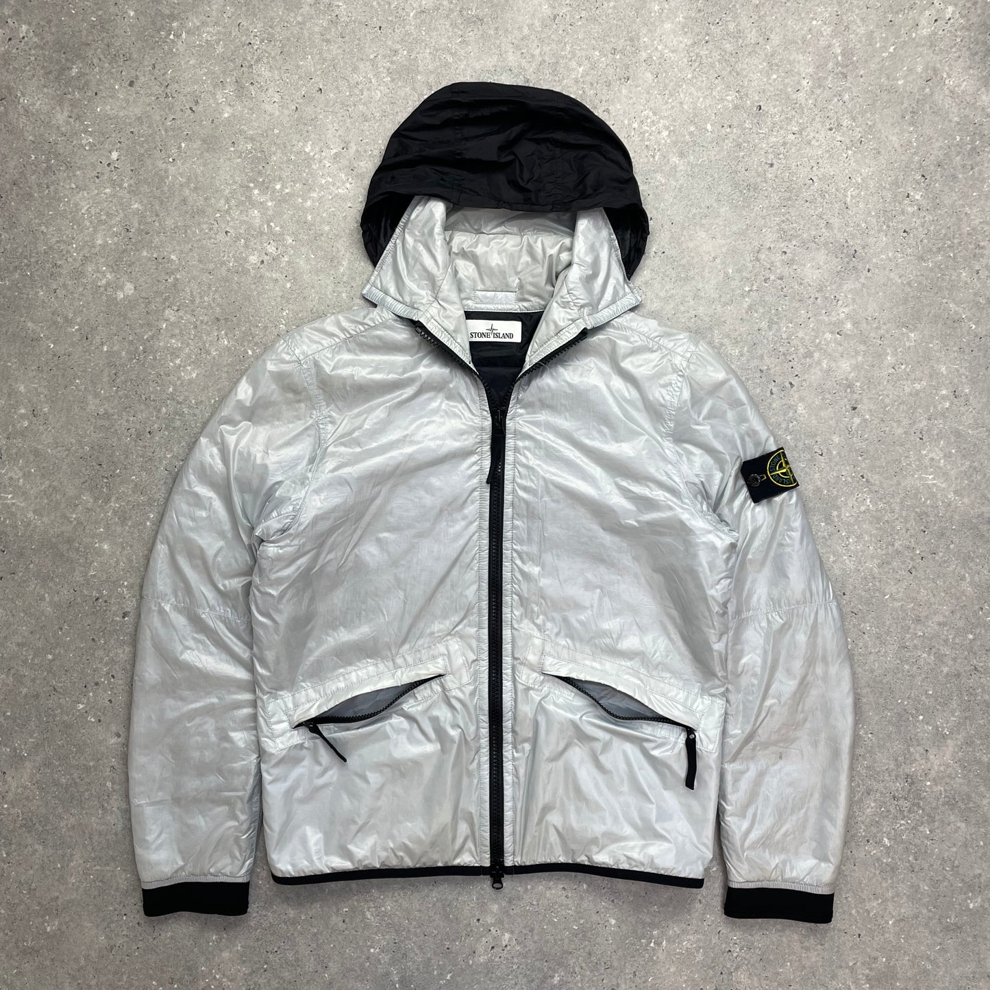 Stone Island Silver Pertex Quantum Y Primaloft Padded Hooded Jacket AW18