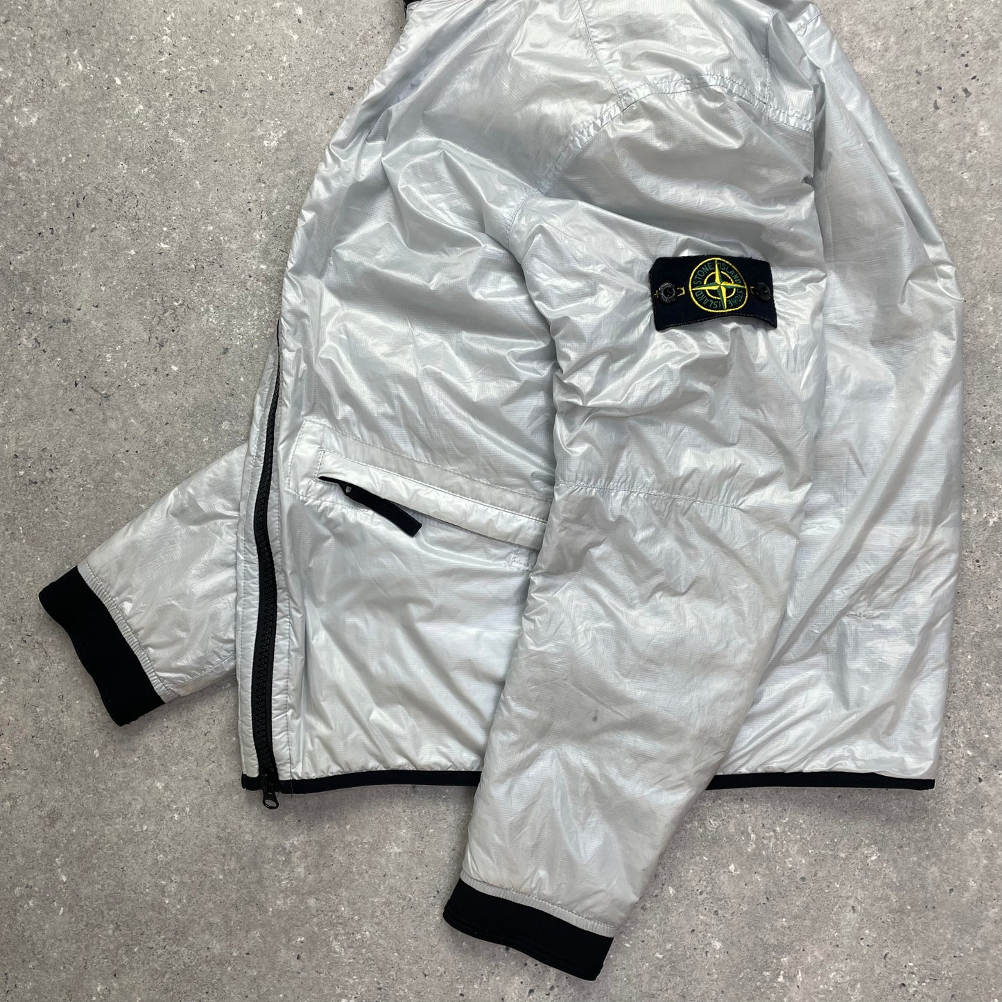Stone Island Silver Pertex Quantum Y Primaloft Padded Hooded Jacket AW18