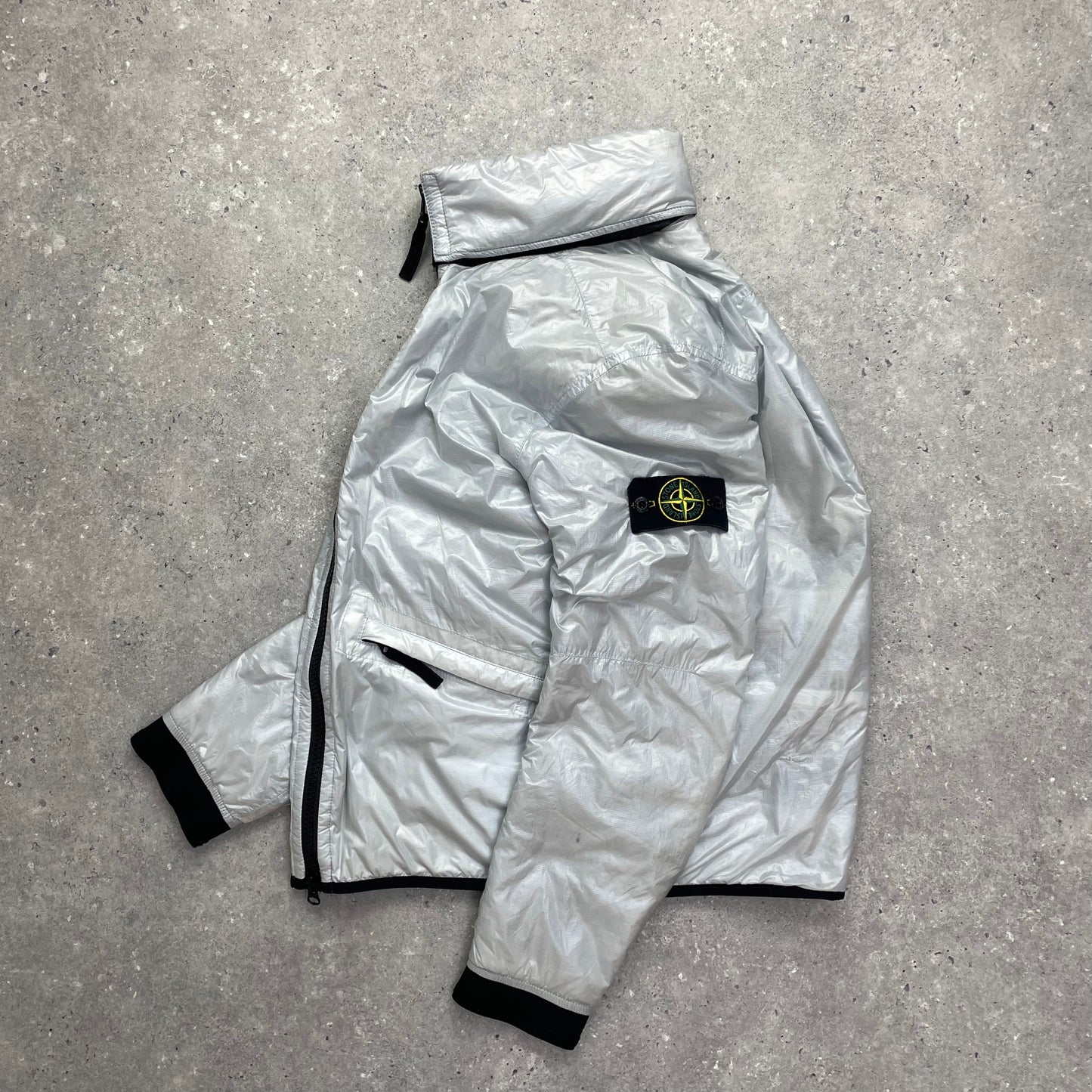 Stone Island Silver Pertex Quantum Y Primaloft Padded Hooded Jacket AW18
