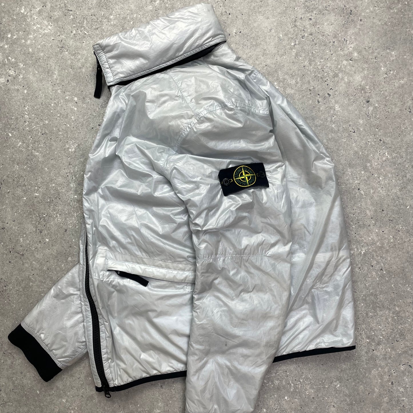 Stone Island Silver Pertex Quantum Y Primaloft Padded Hooded Jacket AW18