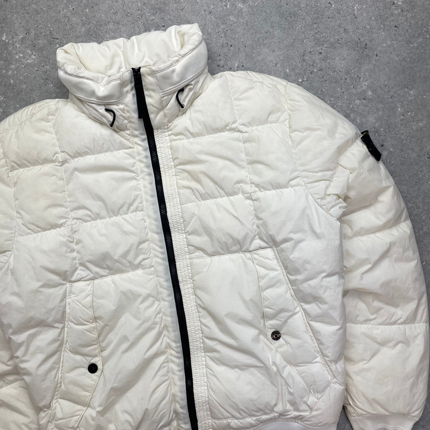 Stone Island White Crinkle Reps Nylon Down Puffer Jacket