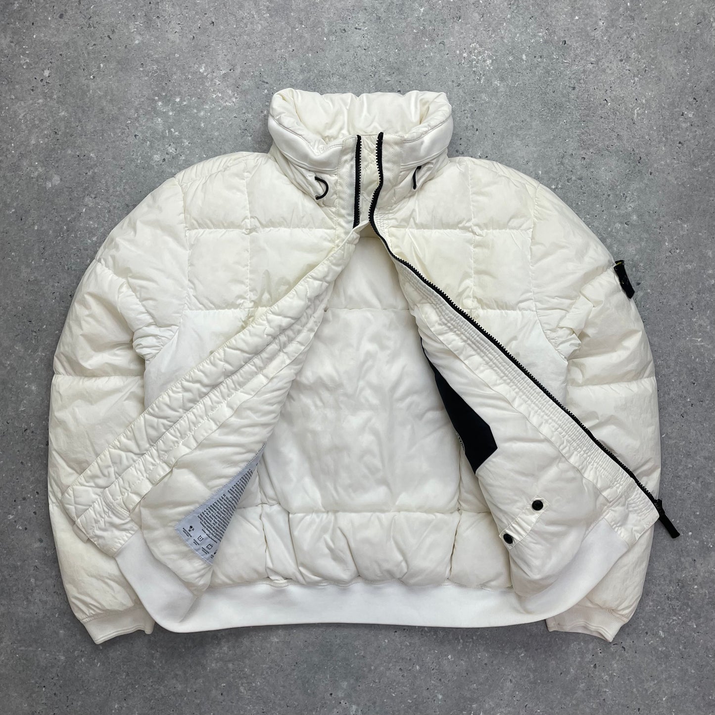 Stone Island White Crinkle Reps Nylon Down Puffer Jacket