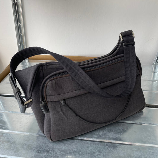 Prada Grey 90s Canvas Satchel Bag