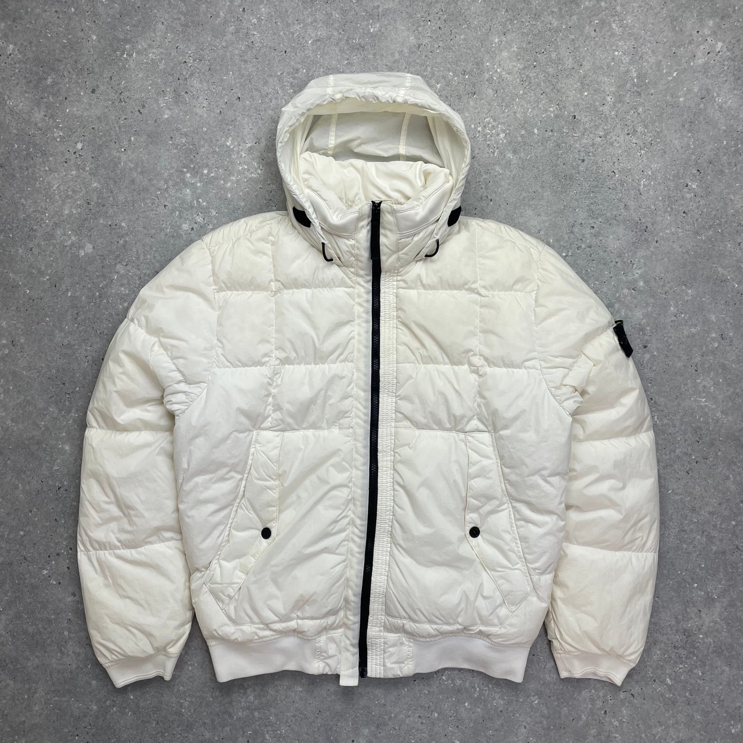 Stone Island White Crinkle Reps Nylon Down Puffer Jacket