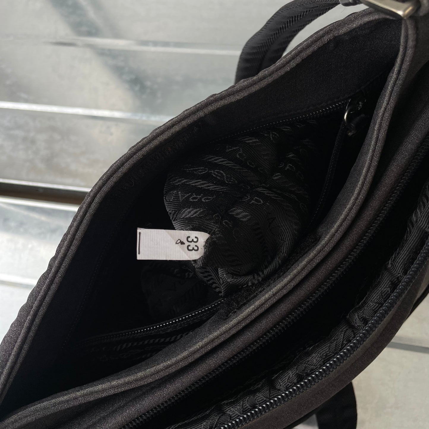 Prada Grey 90s Canvas Satchel Bag