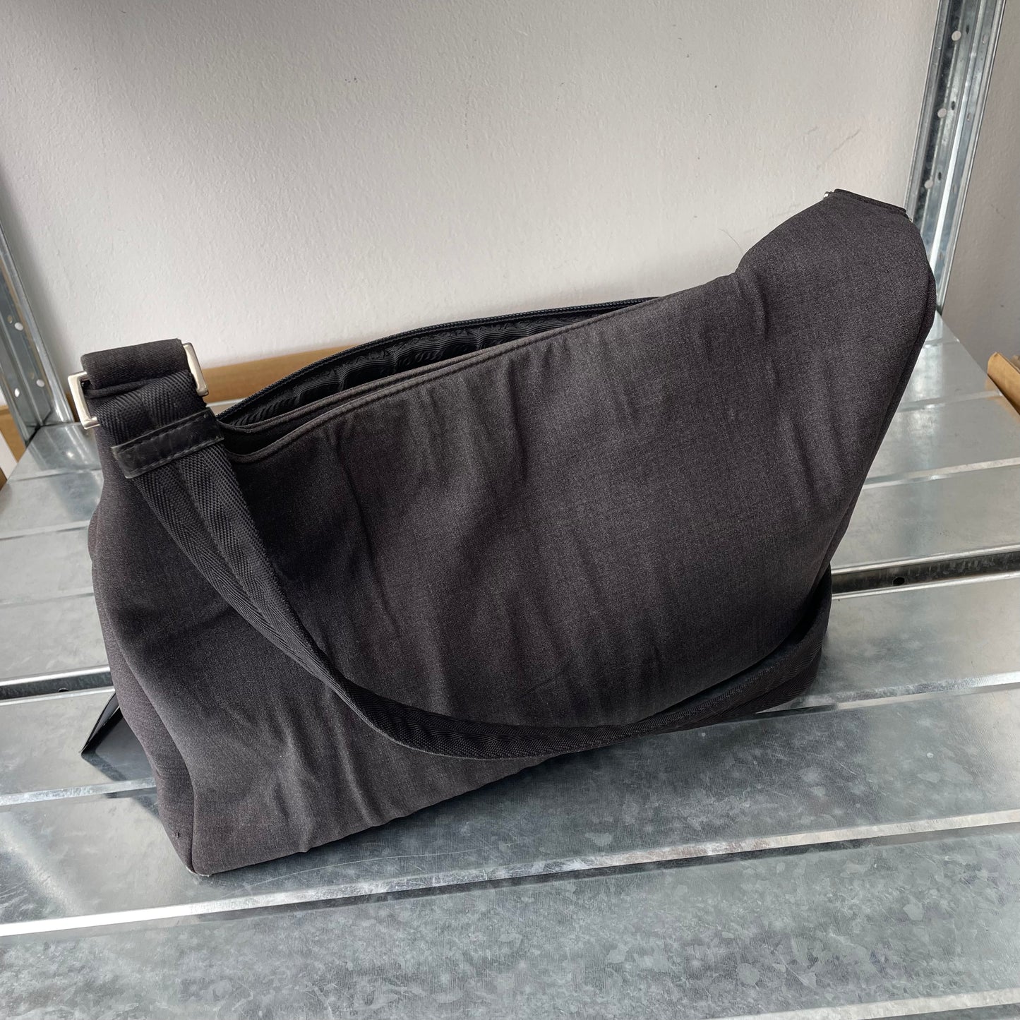 Prada Grey 90s Canvas Satchel Bag