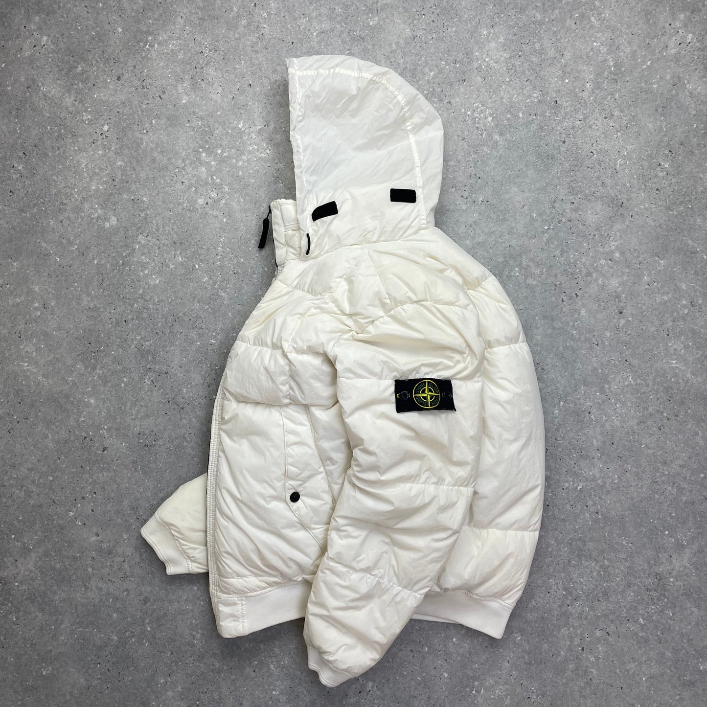 Stone Island White Crinkle Reps Nylon Down Puffer Jacket