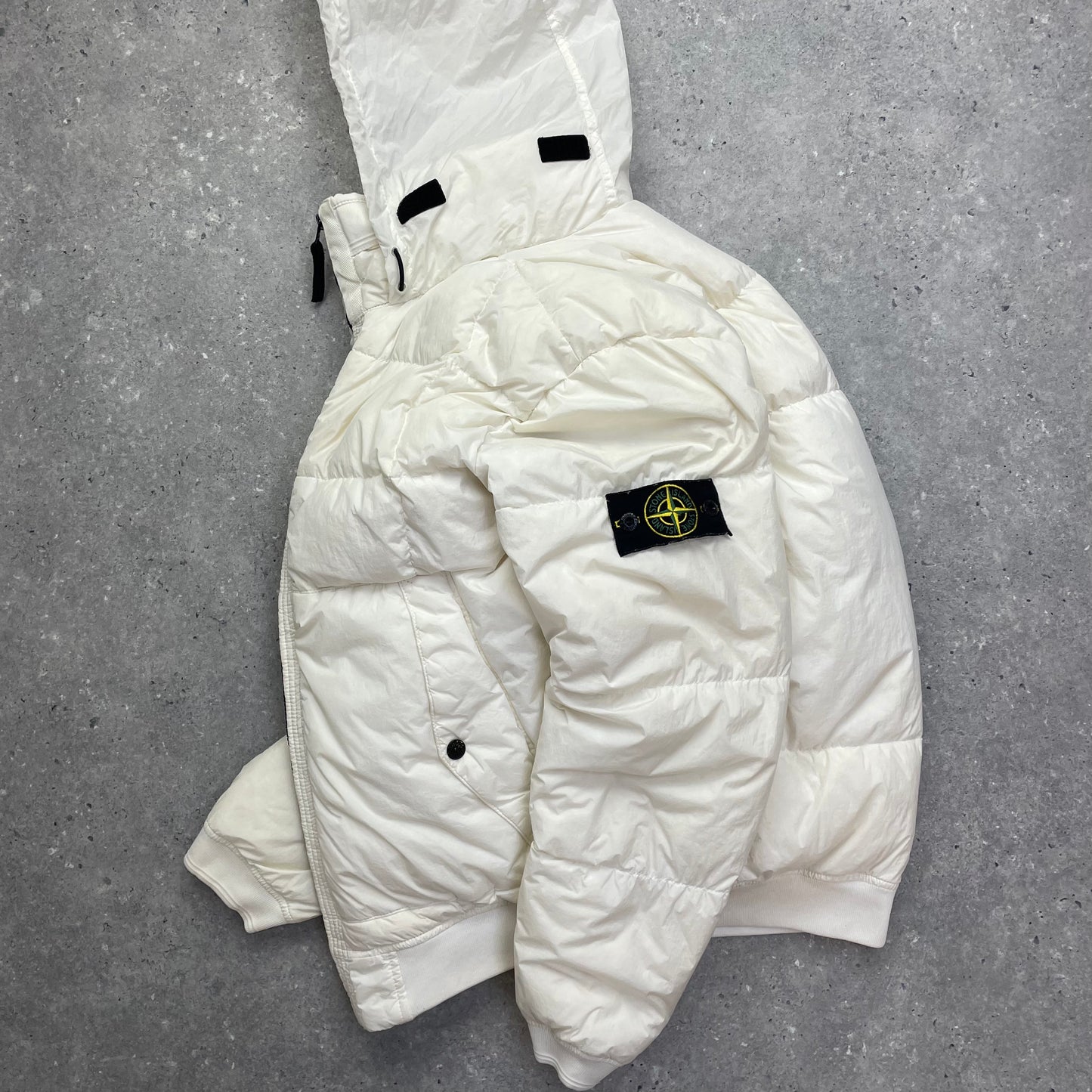 Stone Island White Crinkle Reps Nylon Down Puffer Jacket