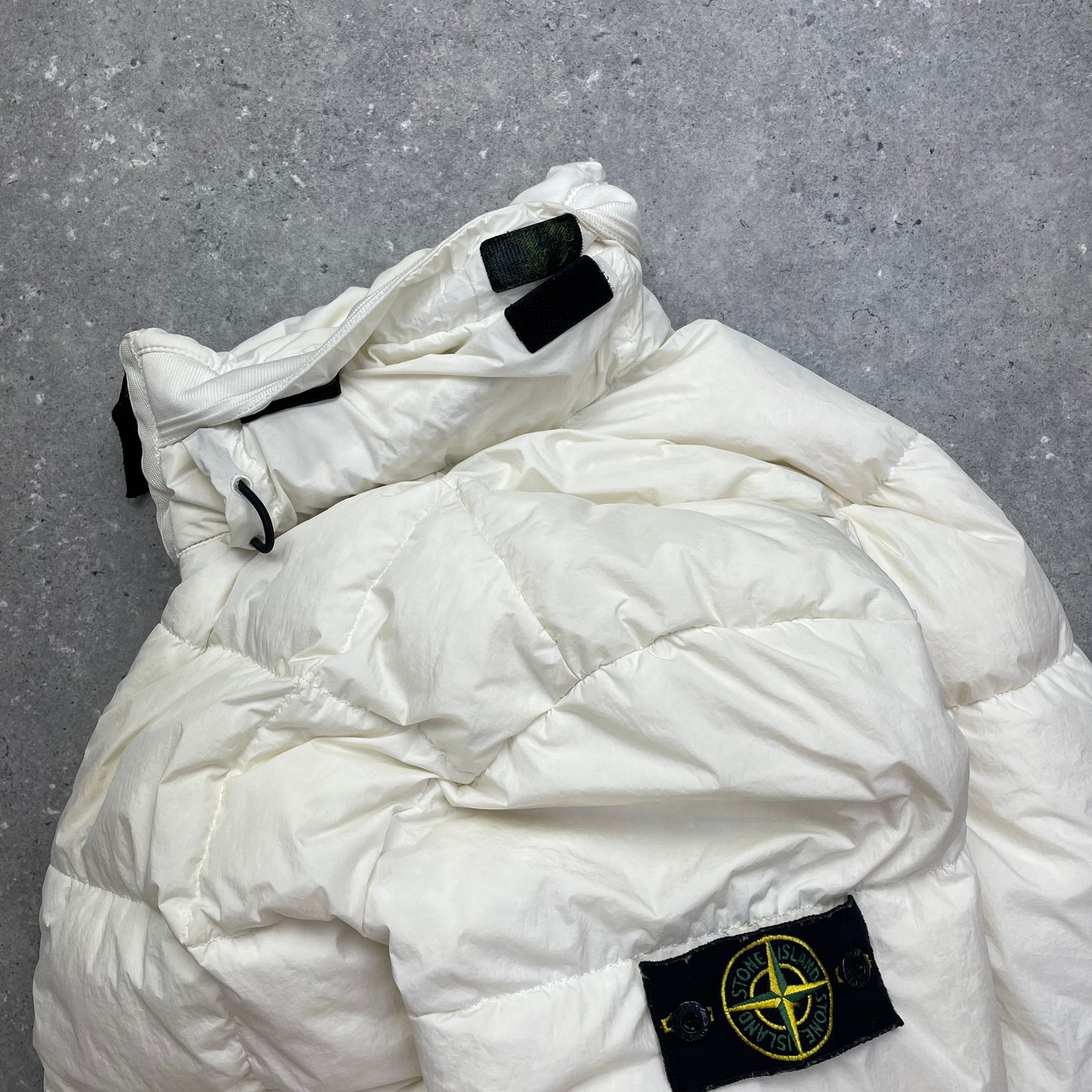 Stone Island White Crinkle Reps Nylon Down Puffer Jacket