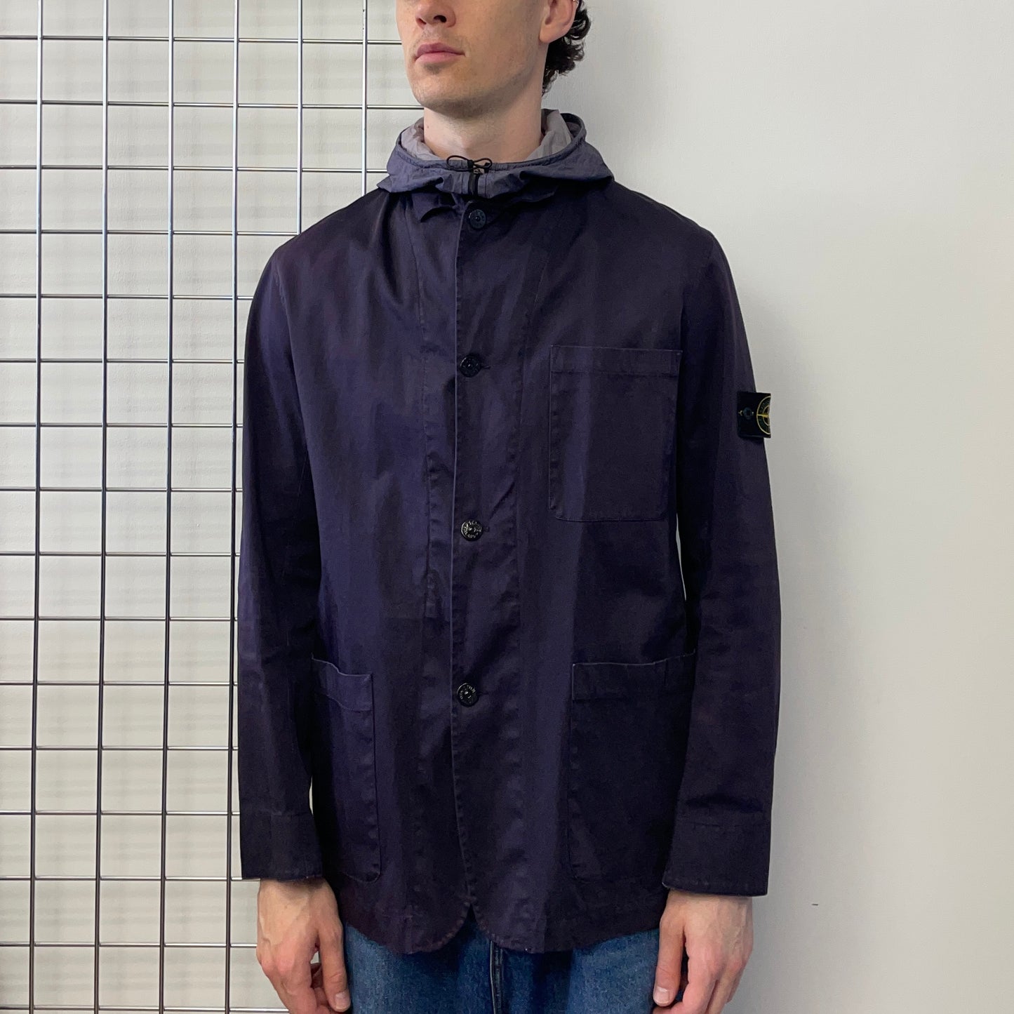 Stone Island Navy SS05 Concealed Hood Chore Jacket