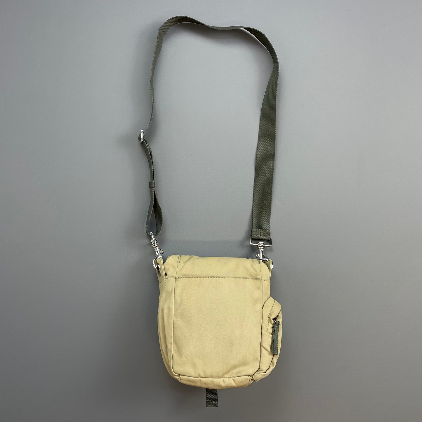 Prada Sport Beige 00s Nylon Crossbody Utility Canvas Spellout Satchel Bag