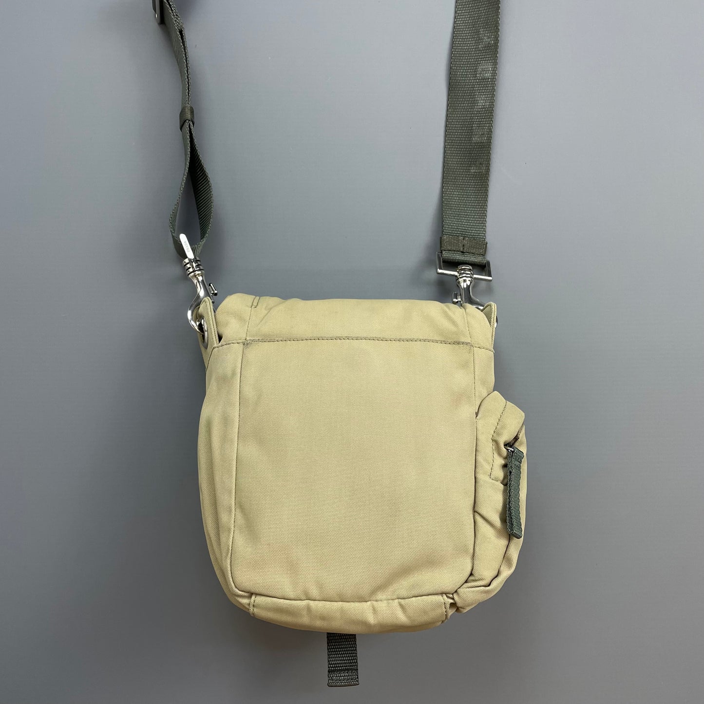 Prada Sport Beige 00s Nylon Crossbody Utility Canvas Spellout Satchel Bag