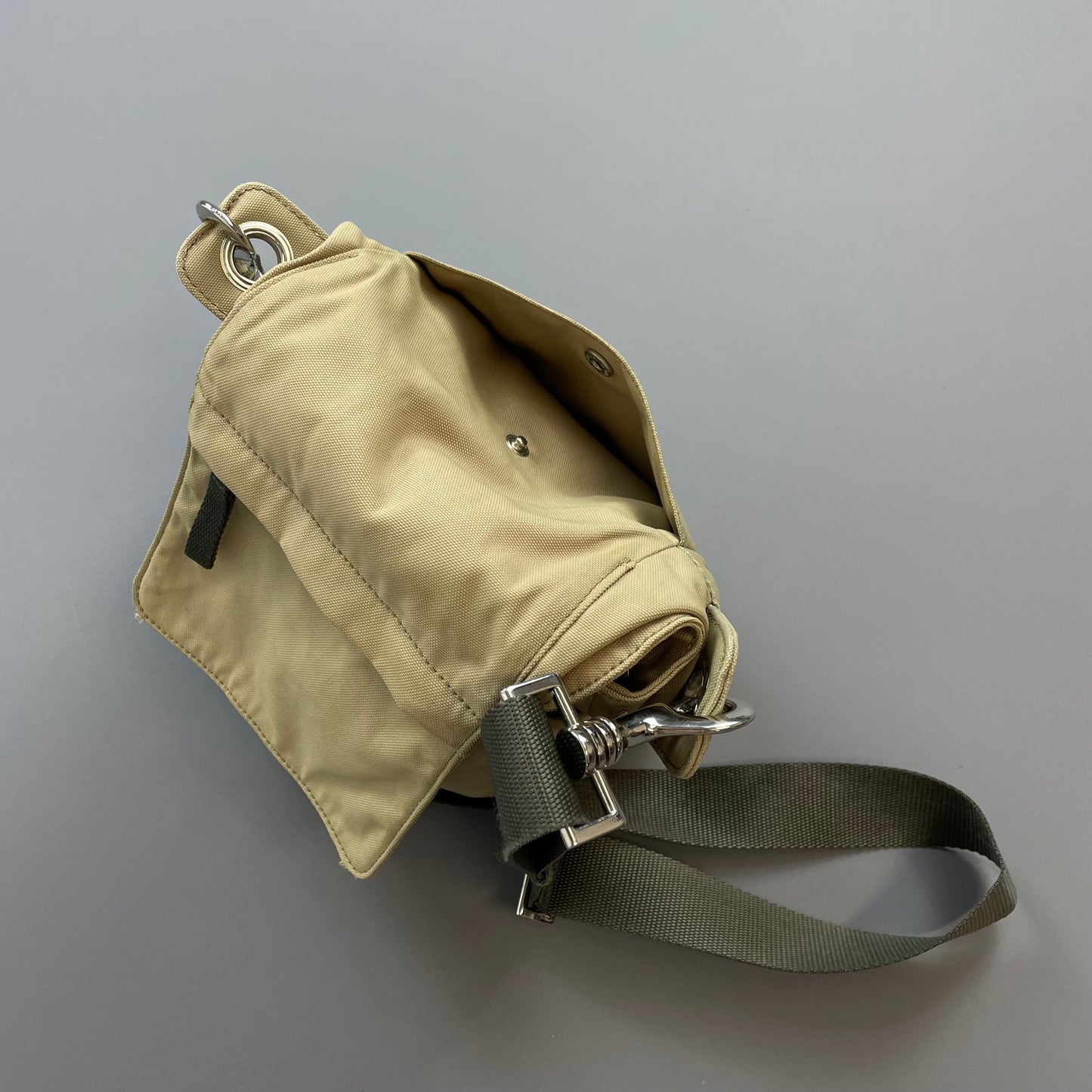 Prada Sport Beige 00s Nylon Crossbody Utility Canvas Spellout Satchel Bag