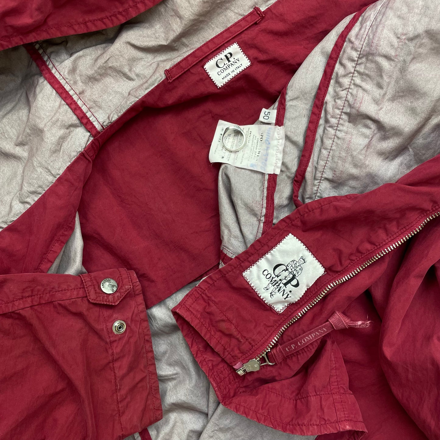 C.P. Company Red SS05 Coated Cotton Hooded Windbreaker Jacket