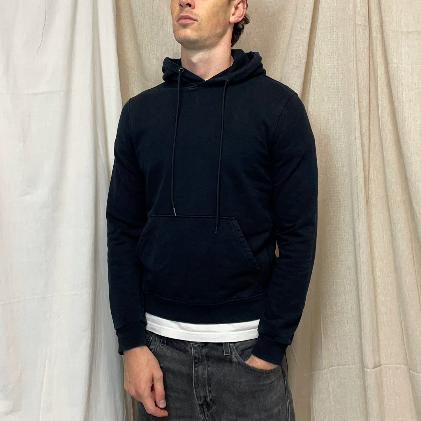 Prada Sport Black 2016 Cotton Pullover Drawstring Hoodie