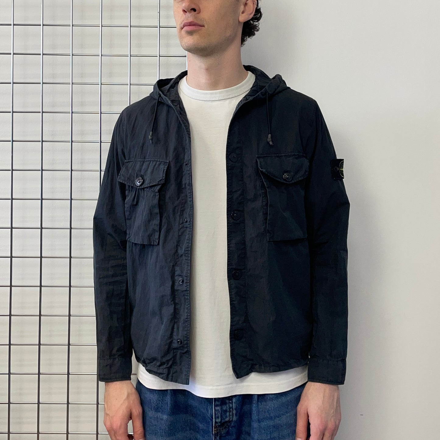 Stone Island Black SS20 Hooded Overshirt Jacket