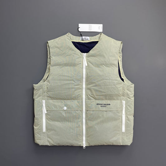 Stone Island Mint Green & White AW24 Ripstop Cover Down S.I. Marina Gilet