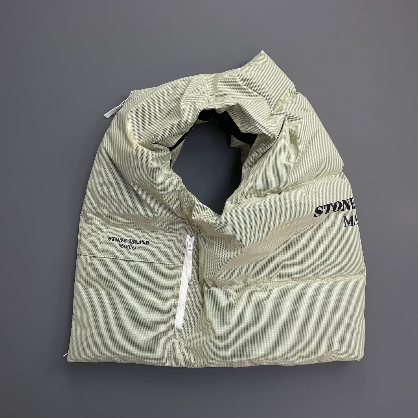 Stone Island Mint Green & White AW24 Ripstop Cover Down S.I. Marina Gilet