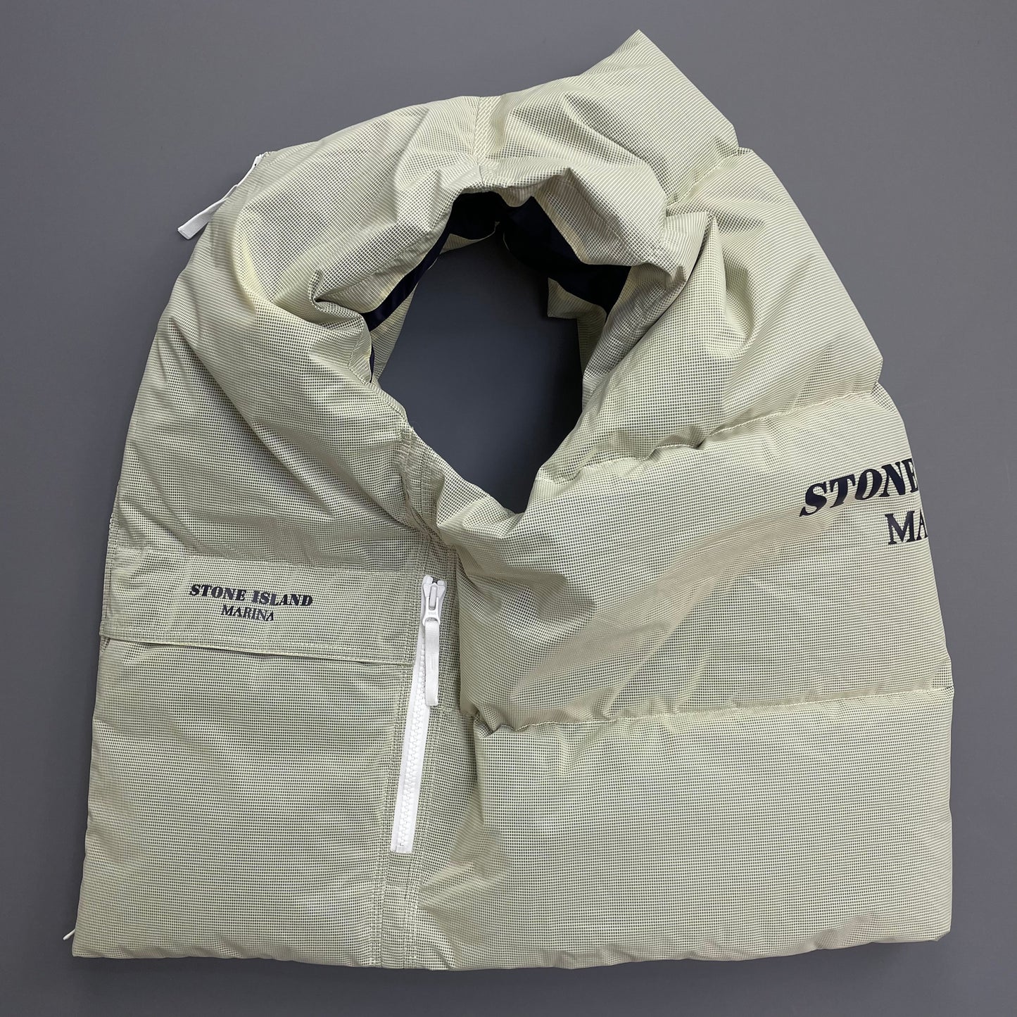 Stone Island Mint Green & White AW24 Ripstop Cover Down S.I. Marina Gilet