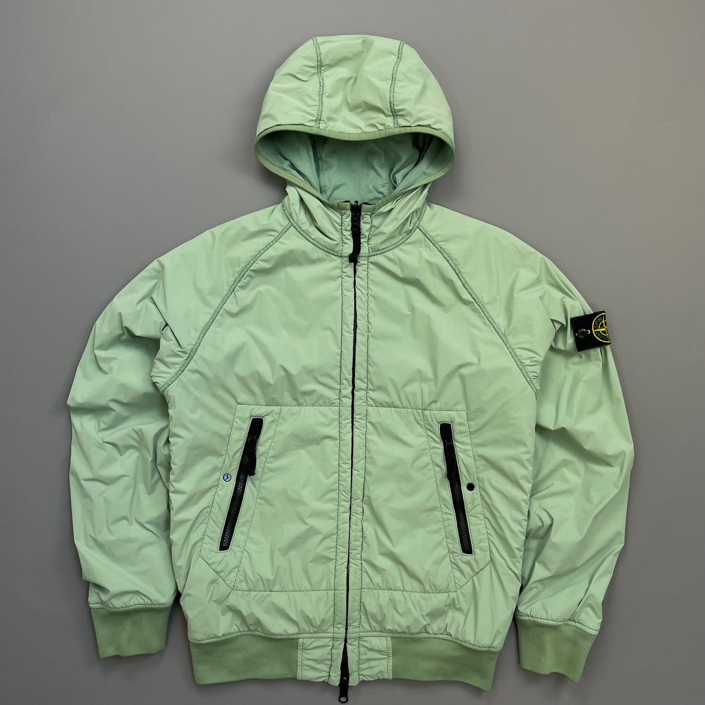 Stone Island Mint Green AW22 Comfort Tech Composite Reversible Polartec Hooded Jacket