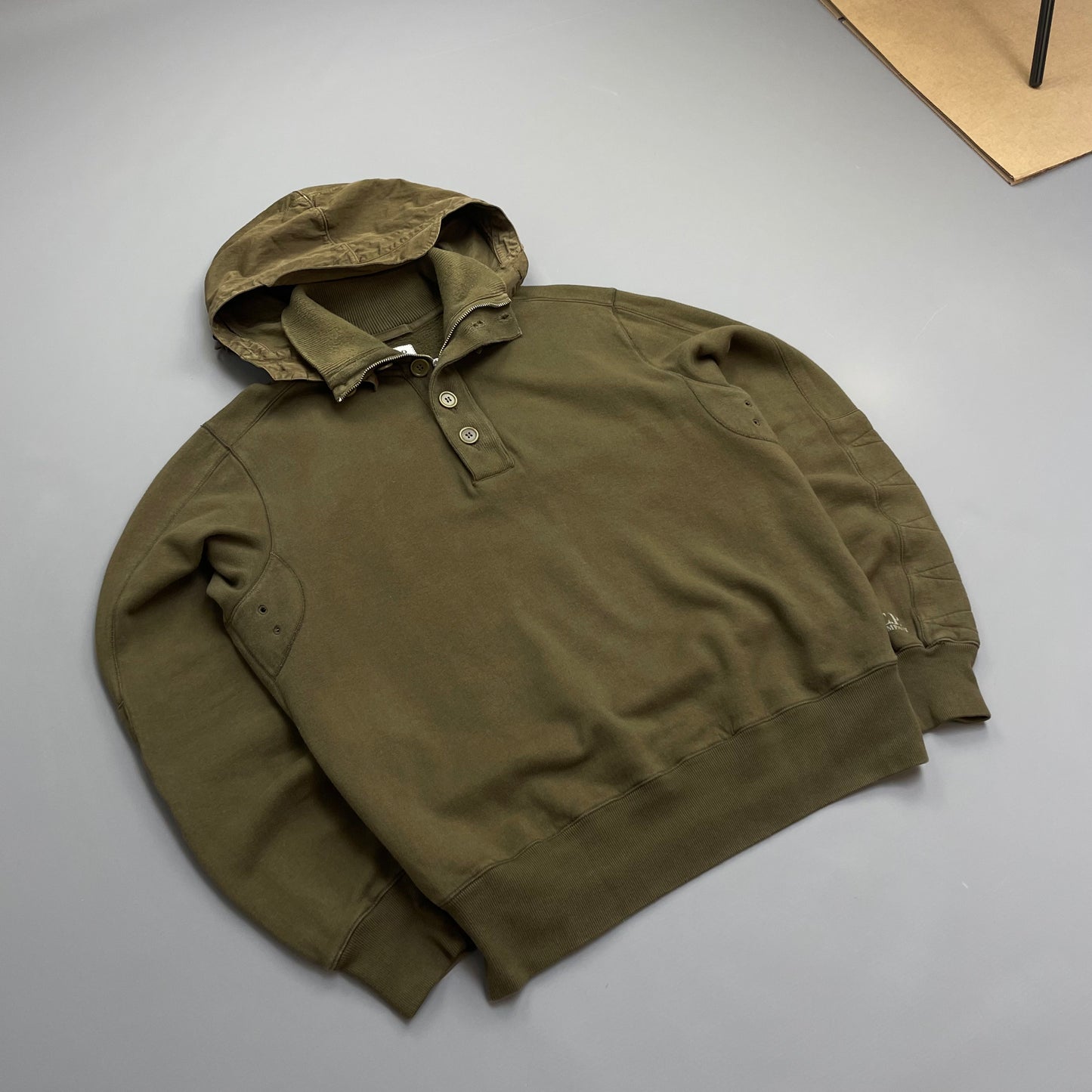 C.P. Company Khaki AW08 Detachable Hood Button & Zip Collar Technical Jumper