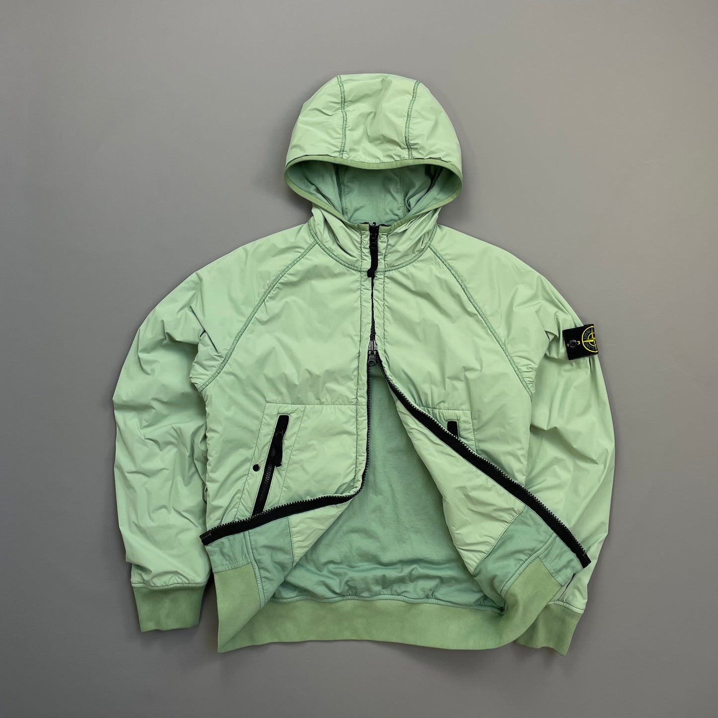 Stone Island Mint Green AW22 Comfort Tech Composite Reversible Polartec Hooded Jacket