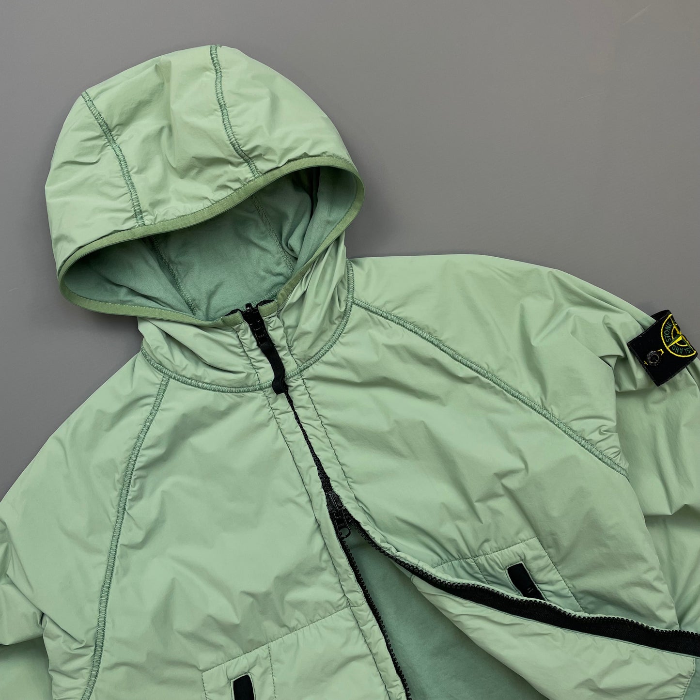 Stone Island Mint Green AW22 Comfort Tech Composite Reversible Polartec Hooded Jacket