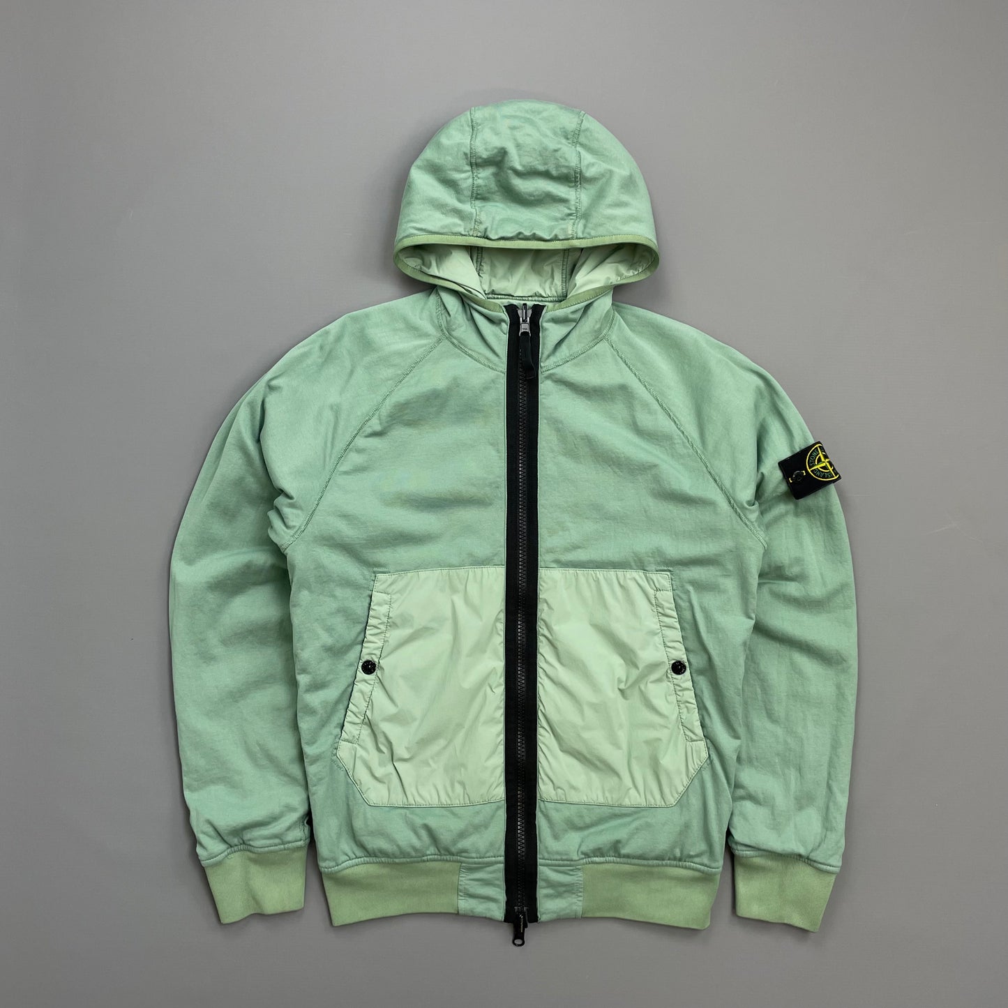 Stone Island Mint Green AW22 Comfort Tech Composite Reversible Polartec Hooded Jacket
