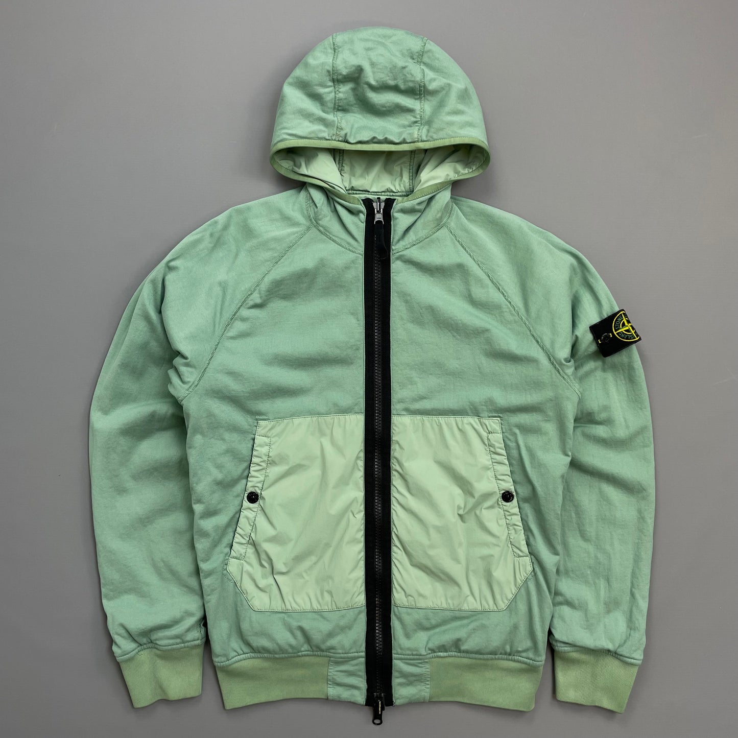 Stone Island Mint Green AW22 Comfort Tech Composite Reversible Polartec Hooded Jacket