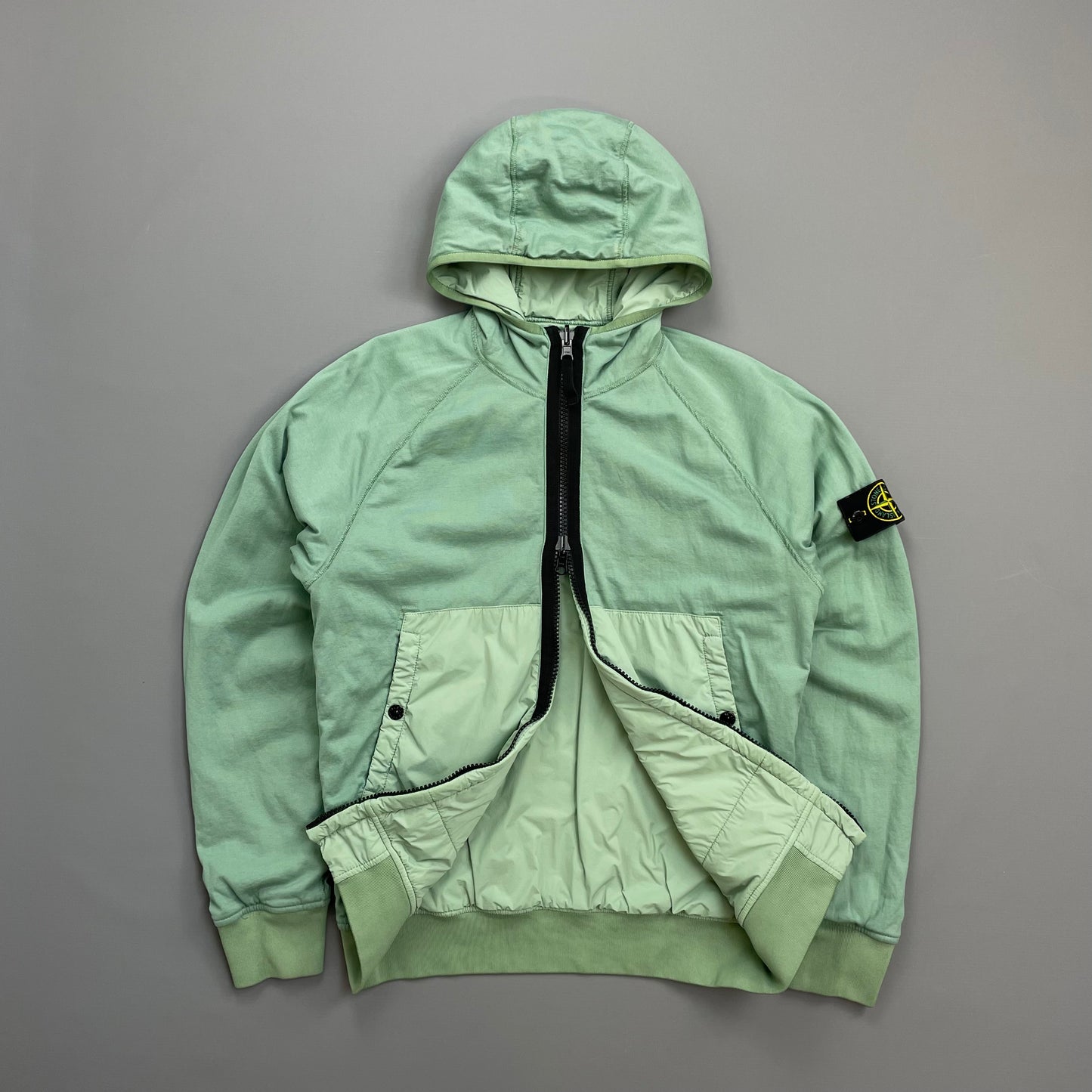 Stone Island Mint Green AW22 Comfort Tech Composite Reversible Polartec Hooded Jacket