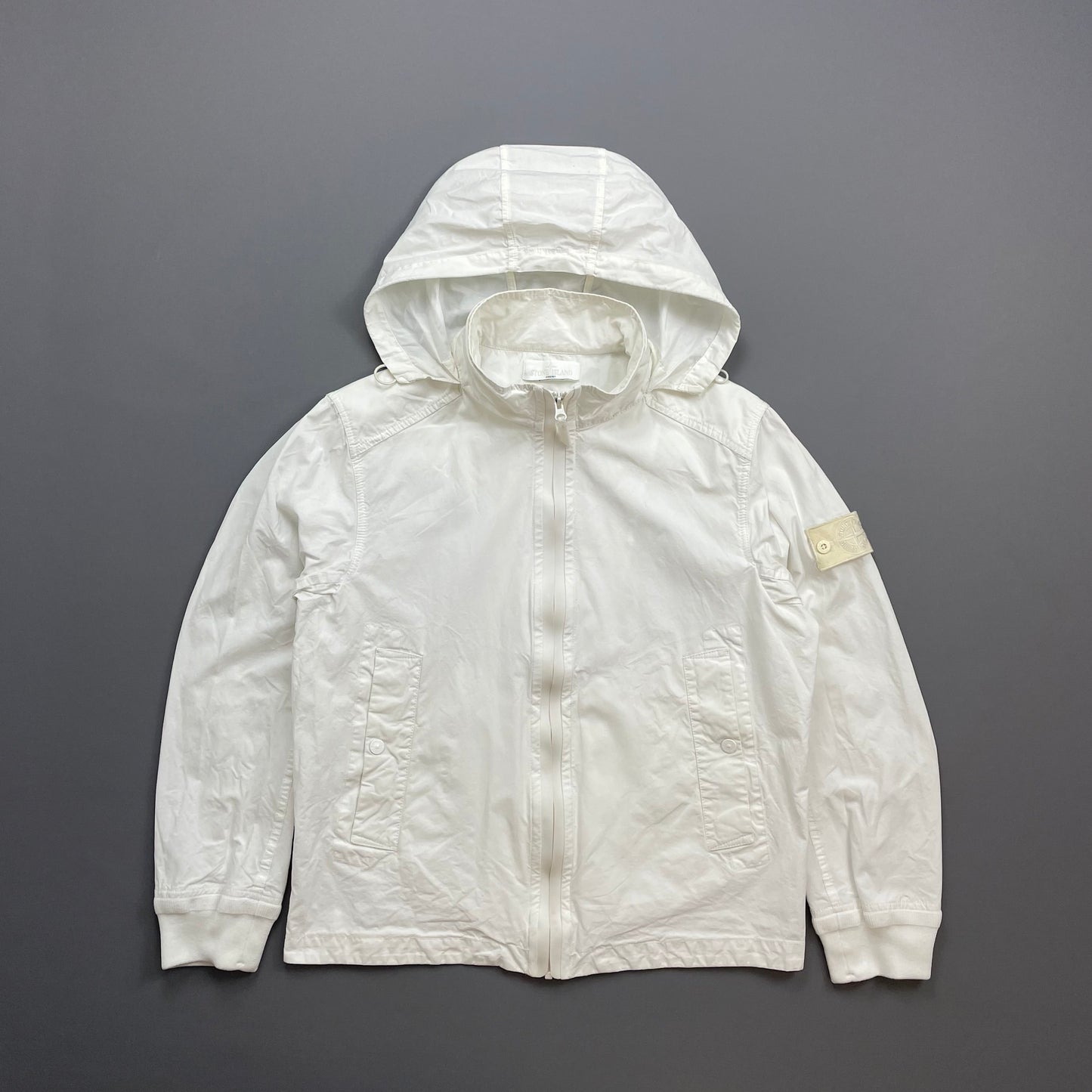 Stone Island White SS13 Weather Proof Cotton Ghost Piece Concealed Hood Jacket