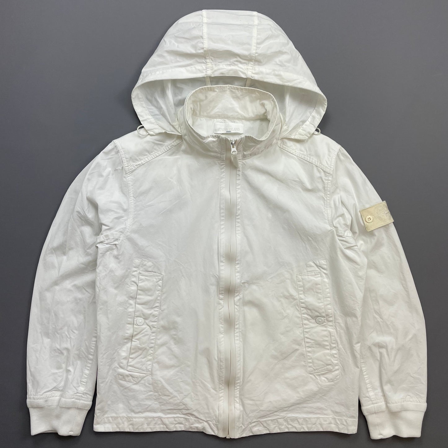 Stone Island White SS13 Weather Proof Cotton Ghost Piece Concealed Hood Jacket