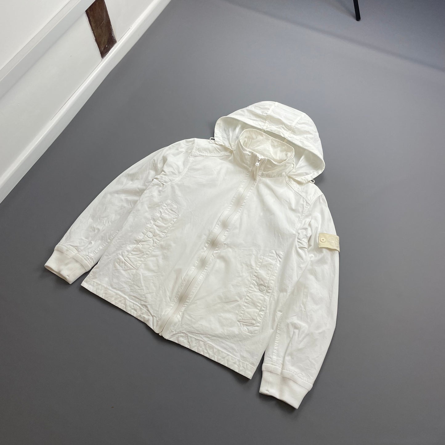 Stone Island White SS13 Weather Proof Cotton Ghost Piece Concealed Hood Jacket