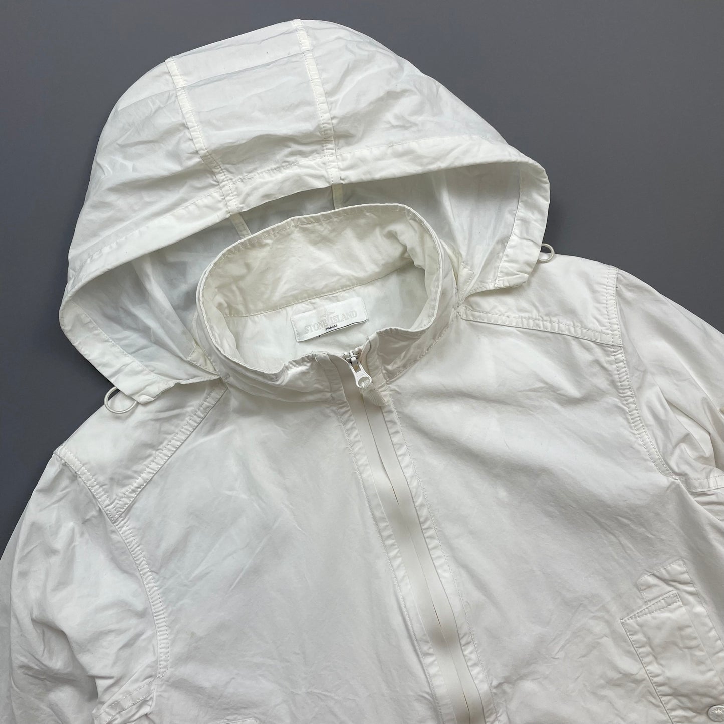 Stone Island White SS13 Weather Proof Cotton Ghost Piece Concealed Hood Jacket