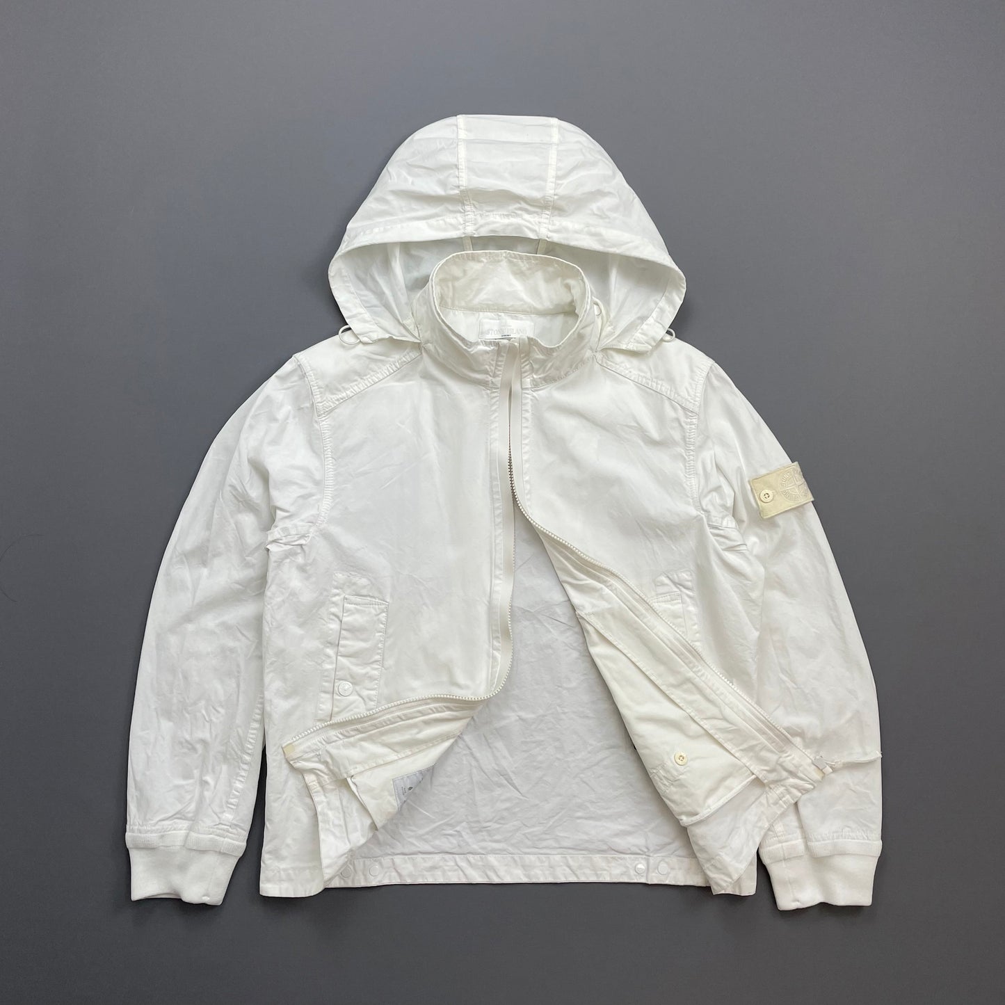 Stone Island White SS13 Weather Proof Cotton Ghost Piece Concealed Hood Jacket