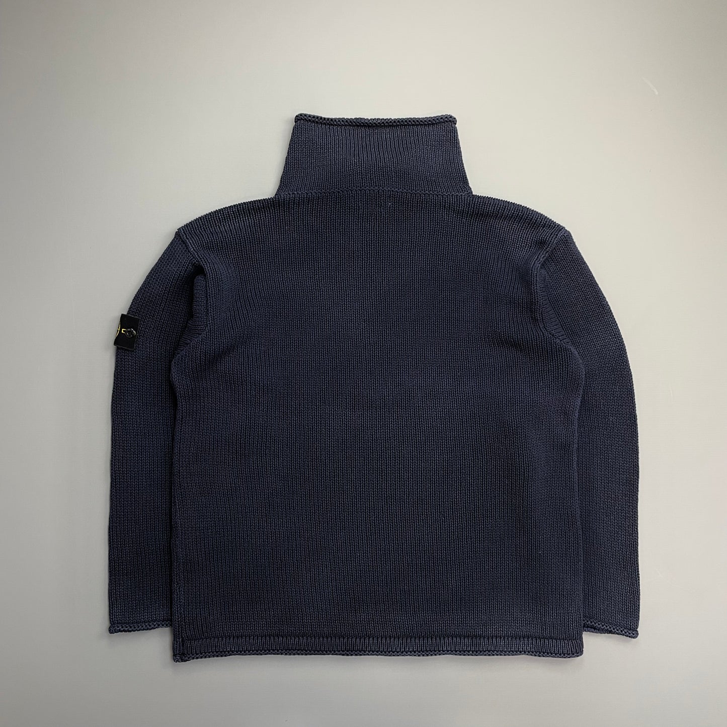 Stone Island Navy SS00 Heavyweight Button Collar Knit Jumper