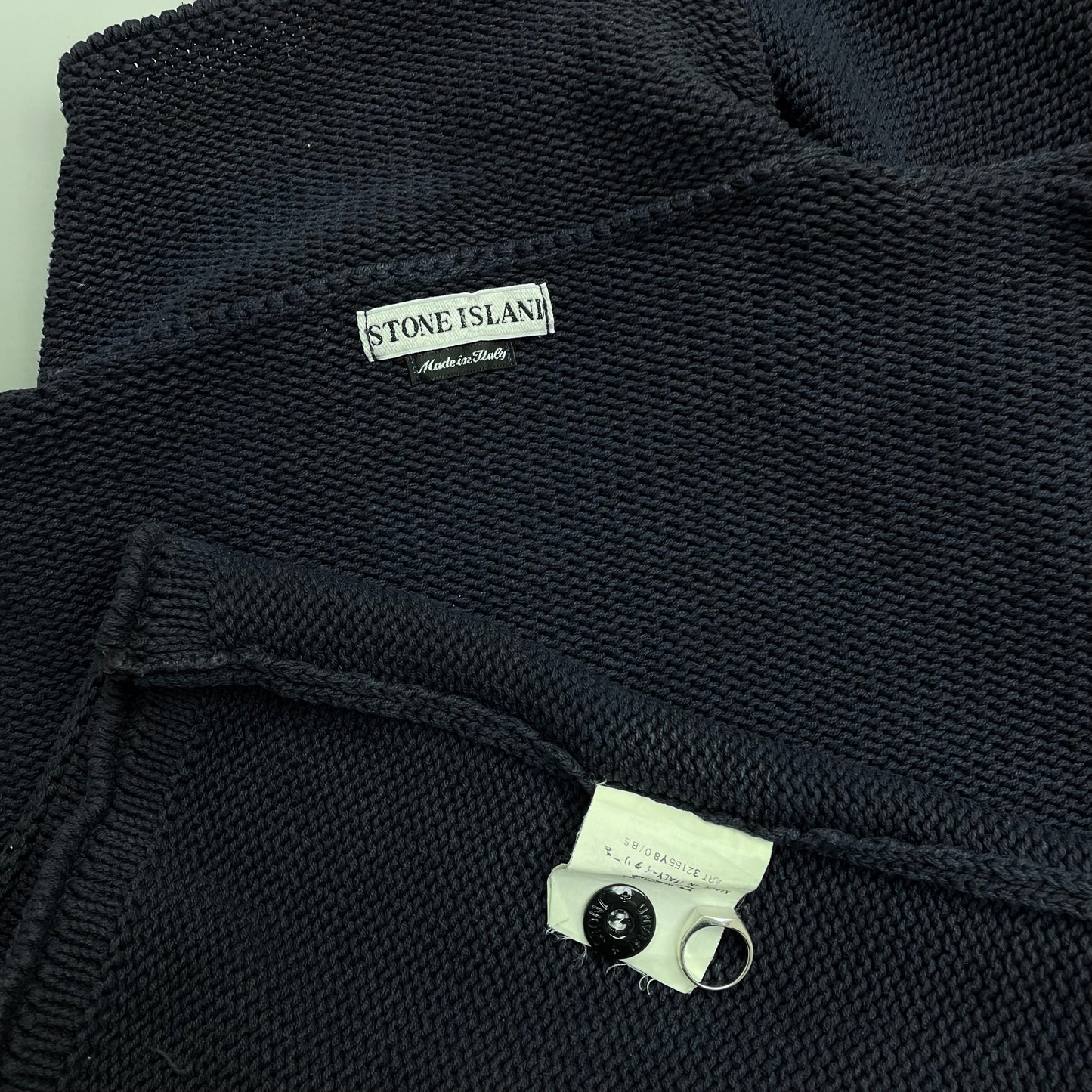 Stone Island Navy SS00 Heavyweight Button Collar Knit Jumper