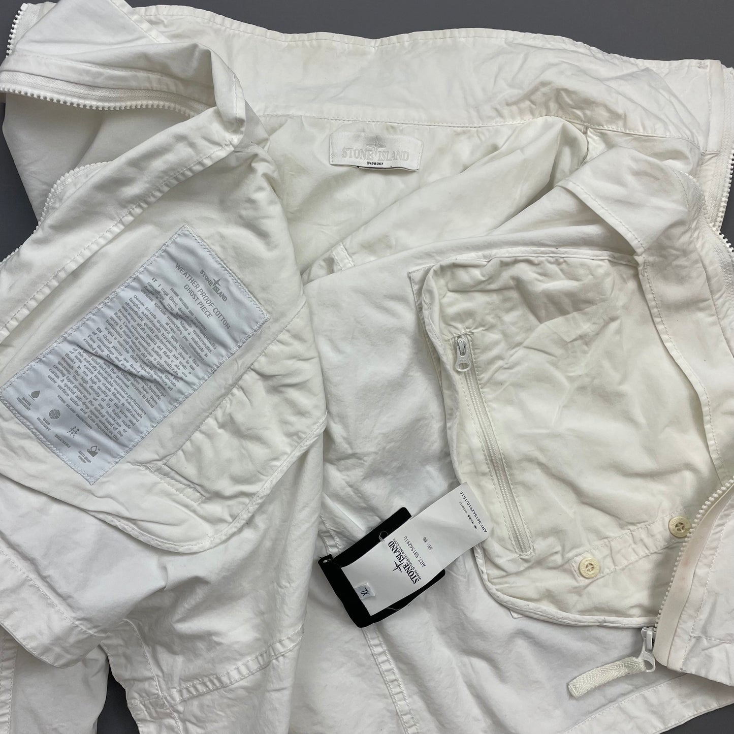 Stone Island White SS13 Weather Proof Cotton Ghost Piece Concealed Hood Jacket